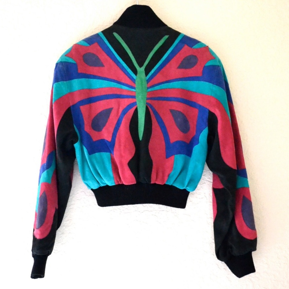 Vintage Michael Hoban North Beach Leather Suede Butterfly Bomber Sz 7/8